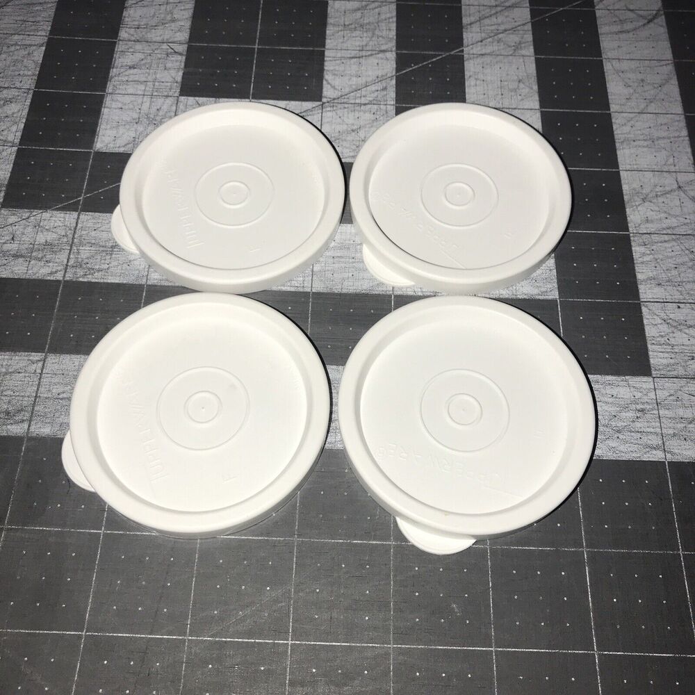 Tupperware White "F" Replacement Lid #296-33 Set Of 4 Tabs